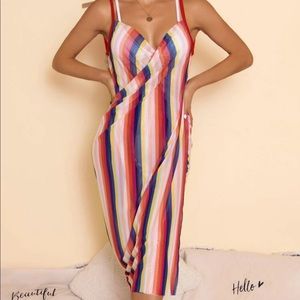 Colorful Stripe Wrap Cover Up NWT